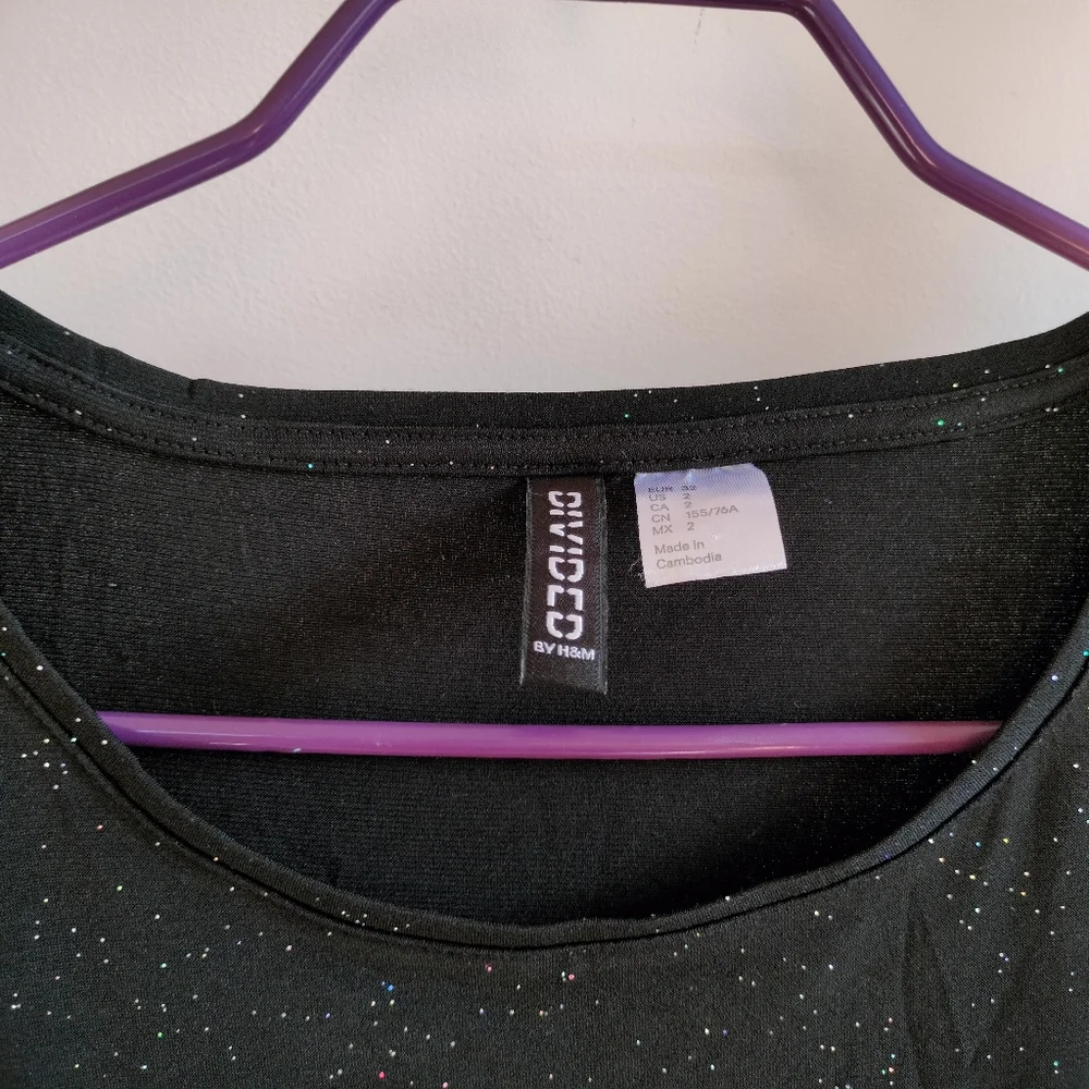 🌹The Quiet Luxury Collection🌹 H&M Black Jersey Sparkle Blouse - Picture 14 of 14